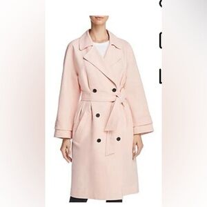 Joie Delmonica Trenchcoat in Rose. Front and Back Pleats. Double breasted.